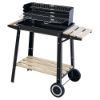 Immagine di BARBECUE A CARBONELLA BESTBQ RETTANGOLARE L 83 P 44  H 87 CM CON RUOTE E PIANO IN LEGNO GALILEO