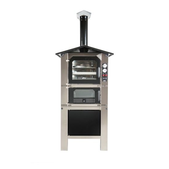 Immagine di FORNO DA ESTERNO TAFER GENESIS 80 CLASSIC INOX CON CARRELLO - CAMERA DI COTTURA CM 47X83 TAFER