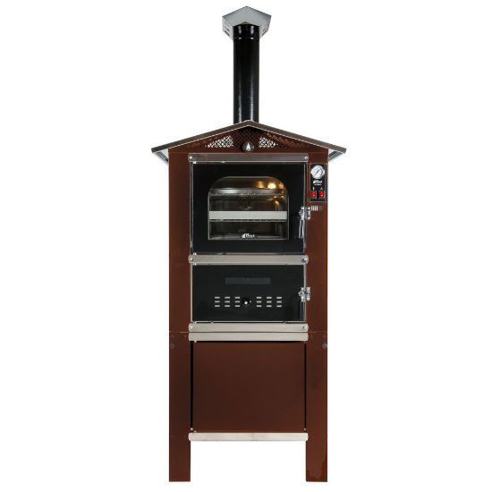 Immagine di FORNO DA ESTERNO TAFER GEOS 80 VERNICIATO RAME CON CARRELLO - CAMERA DI COTTURA CM 47x83 TAFER