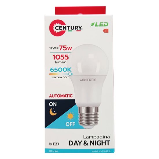 Immagine di LAMPADA LED E27 LUCE FREDDA 6500K CON SENSORE CREPUSCOLARE 11W CENTURY