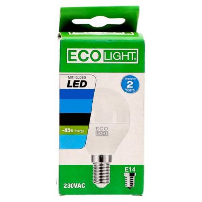 Immagine di LAMPADA LED E14 LUCE CALDA 3000K SFERA ECOLIGHT 6W CENTURY