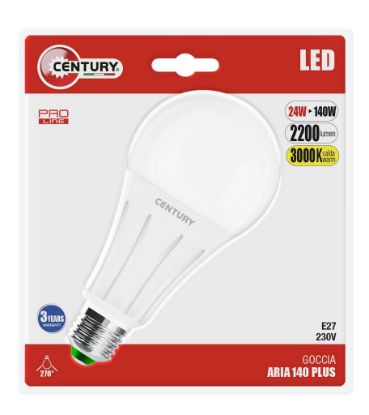 Immagine di LAMPADA LED E27 LUCE CALDA 3000K GOCCIA ARIA PLUS 24W CENTURY