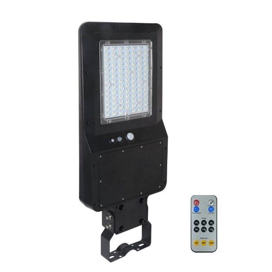 Immagine di PROIETTORE STRADALE LED SMD 40W 120LM/W CON PANNELLO SOLARE, SENSORE PIR E TELECOMANDO, COLORE NERO 6400K IP65 VT-ST42 V-TAC