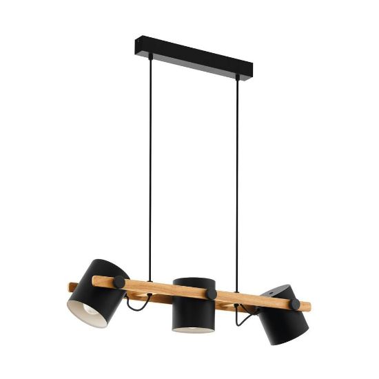 Immagine di LAMPADA EGLO HORNWOOD - STRUTTURA IN ACCIAIO / FINITURA NERO, PANNA DIFFUSORE IN LEGNO / FINITURA BRUNITO 780x210 H 1100