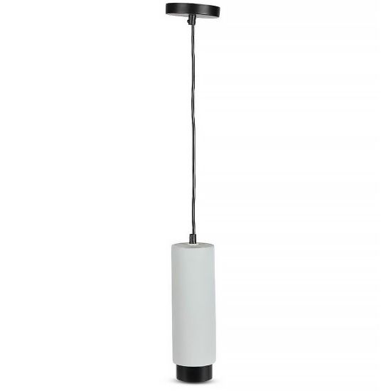 Immagine di PORTAFARETTO LED A SOSPENSIONE GU10 CORPO IN GESSO GRIGIO BASE METALLICA NERA DIAMETRO 80x250 MM LAMPADINA NON INCLUUSA VT-864-GBC V-TAC