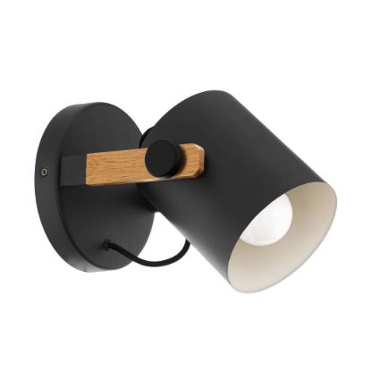 Immagine di EGLO HORNWOOD - STRUTTURA IN ACCIAIO / FINITURA NERO, PANNA DIFFUSORE IN LEGNO / FINITURA BRUNITO DIAMETRO 170