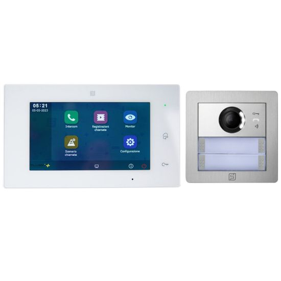 Immagine di VIDEOKIT COLORE MONOFAMIGLIARE 2 FILI “PLUGGY PLUS” CONNESSO WIFI COMPLETO COMPOSTO DA 1 MONITOR 7"/1 POSTO ESTERNO ALBA CON TELECAMERA/1 ALIMENTATORE FARFISA