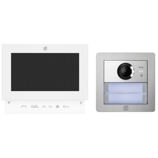 Immagine di VIDEOKIT COLORI MONOFAMIGLIARE DIGITALE 2 FILI "PLAGGY" COMPOSTO DA 1 MONITOR 7" LINEA SETTE/1 POSTO ESTERNO ALBA/1 ALIMENTATORE FARFISA
