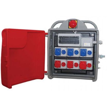 Immagine di QUADRO FISSO 3 PRESE 220V+2 PRESE 380V 16A+1 PRESA 380V 32A 5POLI IP67 ROSI MATERIALE ELETTRICO