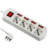 Immagine di MULTIPRESA UNIVERSALE 4 PRESE POLIVALENTI CON 5 INTERRUTTORI CAVO 1,5 METRI BIANCA ELECTRALINE