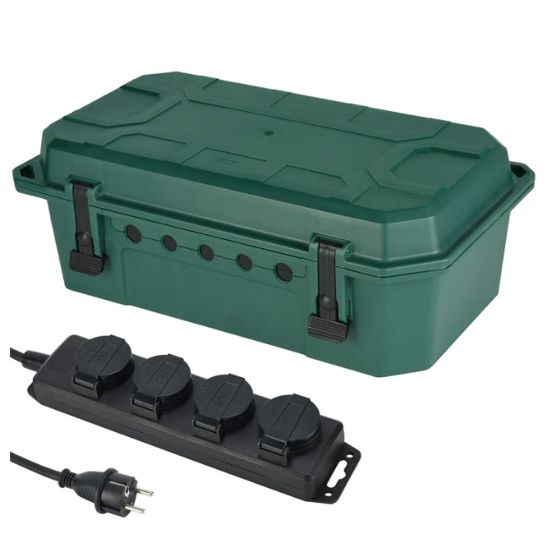 Immagine di SCATOLA STAGNA IP54 CON MULTIPRESA IP44 CON CAVO 3X1.5 4 PRESE CON CAVO DA 5 METRI ELECTRALINE