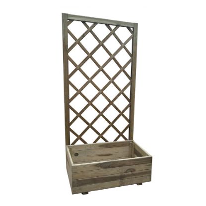 Immagine di FIORIERA CON GRIGLIATO IN LEGNO AUTOCLAVATO H140-L70-P35 CM