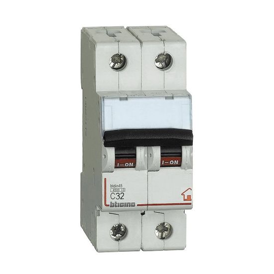 Immagine di INTERUTTORE MAGNETOTERMICO 2 POLI 32A 4.5KA 2 MODULI DIN BTICINO
