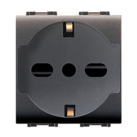 Immagine di PRESA SIEMENS TRIVALENTE DI SICUREZZA MYLIFE 2 POSTI CON TERRA 10/16A NERA ELETTROCANALI