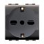 Immagine di PRESA SIEMENS TRIVALENTE DI SICUREZZA MYLIFE 2 POSTI CON TERRA 10/16A NERA ELETTROCANALI