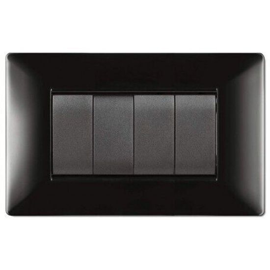 Immagine di PLACCA MYLIFE Q 4 MODULI NERO ELETTROCANALI