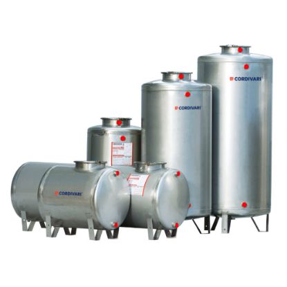 Immagine di SERBATOIO ORIZZONTALE IN ACCIAIO INOX AISI 304 LT 500 CORDIVARI