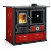 Immagine di TERMOSTUFA A LEGNA CON FORNO TERMOROSA 4.0 CERAMICA LIBERTY - BORDEAUX KW 11 (5 STELLE ) LA NORDICA