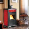 Immagine di TERMOSTUFA A LEGNA IDRO TERMOROSSELLA PL EVO DSA 4.0 CERAMICA LIBERTY BORDEAUX KW 11,1 (4 STELLE ) LA NORDICA
