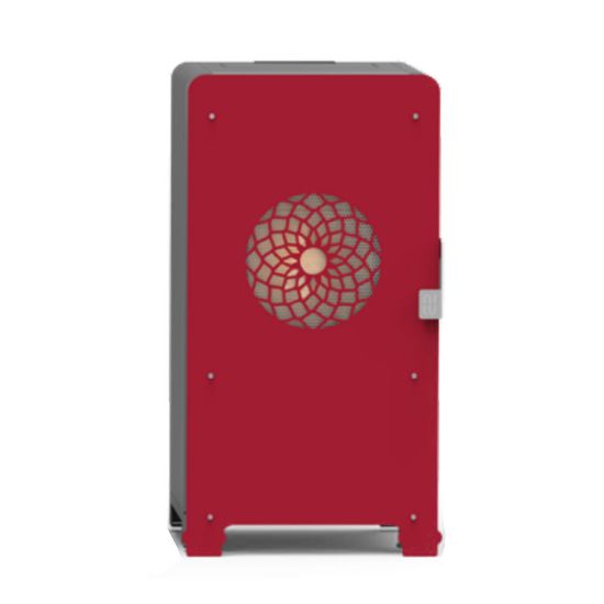 Immagine di STUFA A PELLET MODELLO TUA 7KW NERA CON PANNELLO ANTERIORE ROSSO UNICAL