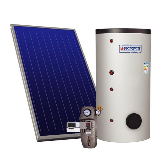 Immagine di PANNELLO SOLARE CIRCOLAZIONE FORZATA 150 LT  2,5 MQ  CON BOLLITORE 1 SERPENTINO TETTO FALDA CORDIVARI
