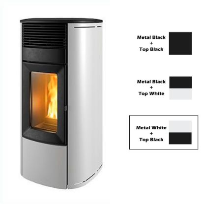 Immagine di RIVESTIMENTO PER TERMOSTUFA A PELLET CLUB ABSOLUTE LATERALE METALLO BIANCO E TOP CERAMICA NERO MCZ