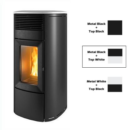 Immagine di RIVESTIMENTO PER TERMOSTUFA A PELLET CLUB ABSOLUTE LATERALE METALLO NERO E TOP CERAMICA BIANCO MCZ