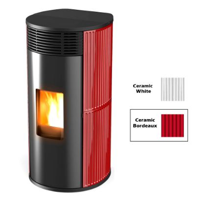 Immagine di RIVESTIMENTO PER TERMOSTUFA A PELLET PAD LINE BORDEAUX CERAMIC_105 MCZ