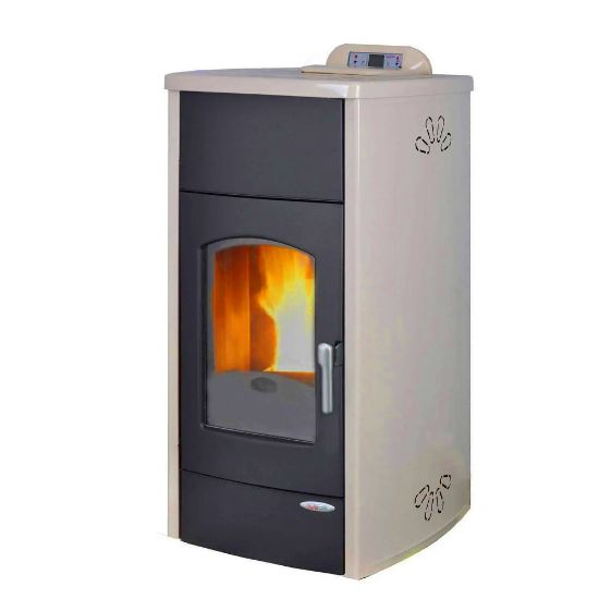 Immagine di TERMO STUFA A PELLET GRETA IDROPLUS ACCIAIO AVORIO KW18 LAMINOX