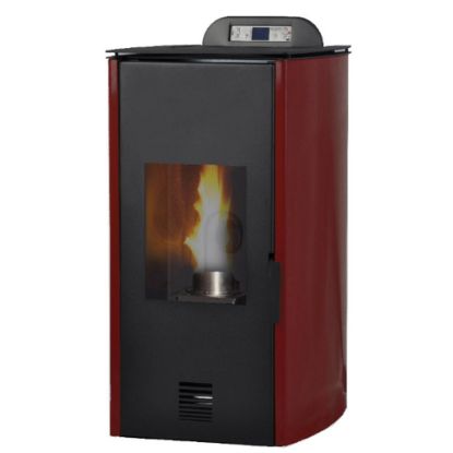 Immagine di TERMO STUFA A PELLET FLORA 12KW ROSSO BORDEAUX LAMINOX