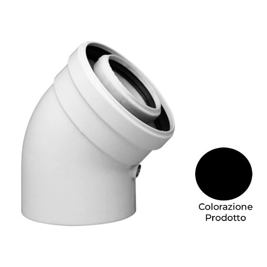 Immagine di CURVA COASSIALE 45^ Ø 60/100 MF NERO PER CALDAIA FERROLI