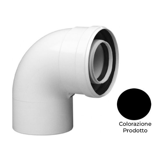 Immagine di CURVA COASSIALE 90^ Ø 60/100 MF NERO PER CALDAIA FERROLI