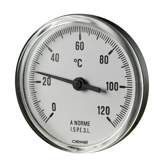 Immagine di TERMOMETRO CON ATTACCO POSTERIORE SCALA 0-120° Ø 80 MM . GAMBO 50 MM . ATTACCO 1/2"M