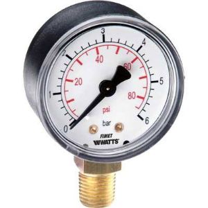 Immagine di MANOMETRO ATTACCO RADIALE SCALA 0-6 BAR Ø 80 MM . ATTACCO 3/8"M ISPESL