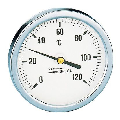 Immagine di TERMOMETRO CON ATTACCO POSTERIORE SCALA 0-120° GAMBO 45 MM . ATTACCO 1/2" ISPESL CALEFFI