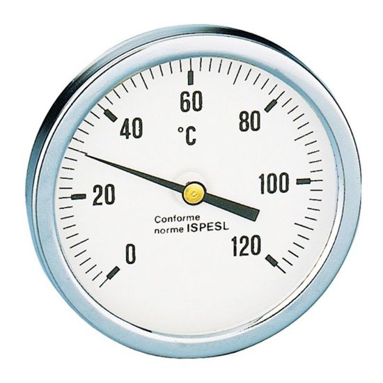 Immagine di TERMOMETRO CON ATTACCO POSTERIORE SCALA 0-120° GAMBO 45 MM . ATTACCO 1/2" ISPESL CALEFFI