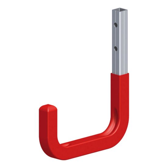 Immagine di GANCIO PER PARETI ACCIAIO ZINCATO GOMMATO ROSSO 150x210 MM PORTATA MAX KG 30 COMBINABILE CON PROFILO COAXIS