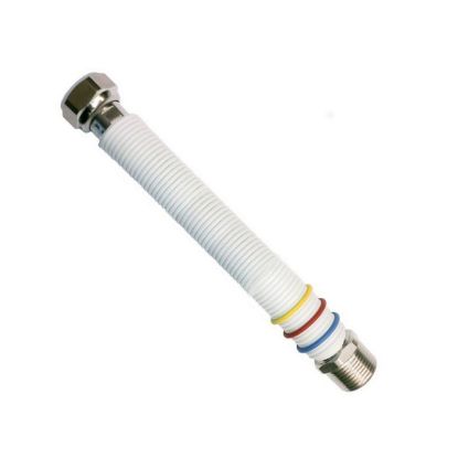 Immagine di FLESSIBILE INOX GAS/ACQUA ESTENSIBILE Ø 1/2"MF DA 200-410 MM RIVESTITO BIANCO