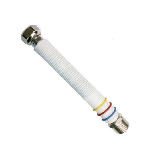 Immagine di FLESSIBILE INOX GAS/ACQUA ESTENSIBILE Ø 1/2"MF DA 200-410 MM RIVESTITO BIANCO