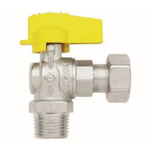 Immagine di RUBINETTO GAS A SQUADRO Ø 1/2"M CON GIRELLO Ø 3/4"F