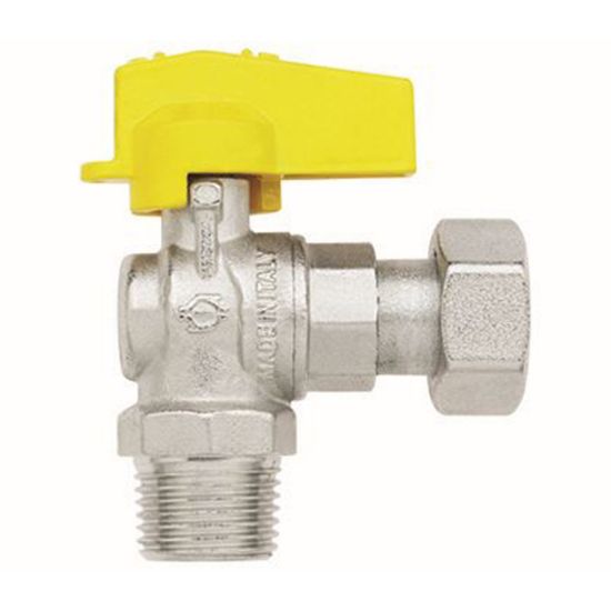 Immagine di RUBINETTO GAS A SQUADRO Ø 1/2"M CON GIRELLO Ø 1/2"F