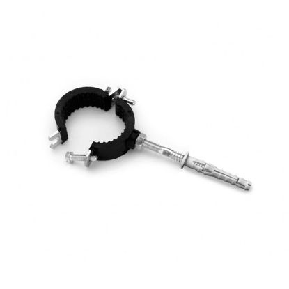 Immagine di COLLARE ZINCATO CON SGANCIO DADO PUNTATO E RIVESTIMENTO IN GOMMA CON ANTIVIBRANTE DIN 4109 Ø 2"1/2 PER TUBO Ø 71÷80 CONFEZIONE DA 2 PZ