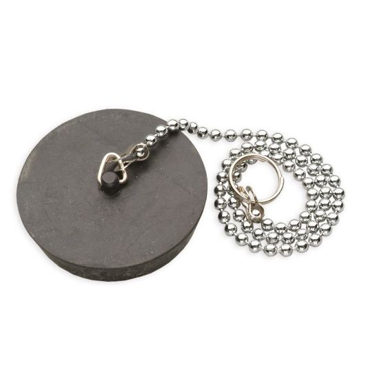 Immagine di TAPPO IN GOMMA NERA CON CATENA Ø 52 MM