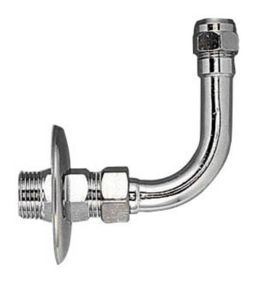 Immagine di CURVETTA IN RAME CROMATO 90° Ø 3/8"x10 MM CONFEZIONE DA 2 PZ