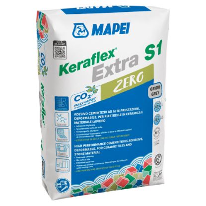 Immagine di ADESIVO CEMENTIZIO PER PIASTRELLE E PIETRA GRIGIO KERAFLEX EXTRA S1 25 KG MAPEI