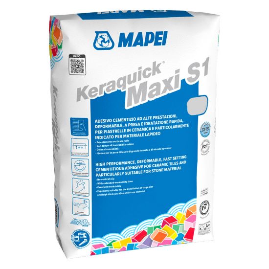 Immagine di ADESIVO CEMENTIZIO A PRESA RAPIDA BIANCO KERAQUICK MAXI S1 23 KG MAPEI
