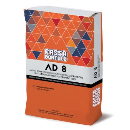 Immagine di ADESIVO GRIGIO PER PAVIMENTI E RIVESTIMENTI INTERNI ED ESTERNI AD8 25 KG FASSA