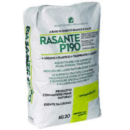 Immagine di RASANTE P190 FINE A BASE DI CEMENTO BIANCO E CALCE PER MANUFATTI IN ARGILLA SACCO DA 20 KG PREFEDIL