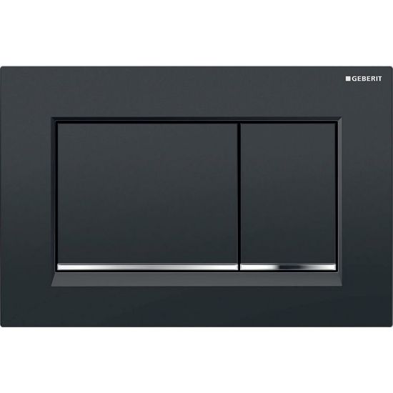 Immagine di SIGMA20 SQUARE PLACCA DI COMANDO DOPPIO TASTO NERO/CROMATO/NERO PER CASSETTA SIGMA8 GEBERIT