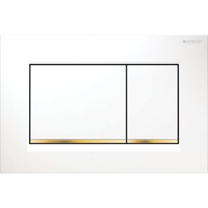 Immagine di SIGMA20 SQUARE PLACCA DI COMANDO DOPPIO TASTO BIANCO/ORO/BIANCO PER CASSETTA SIGMA8 GEBERIT